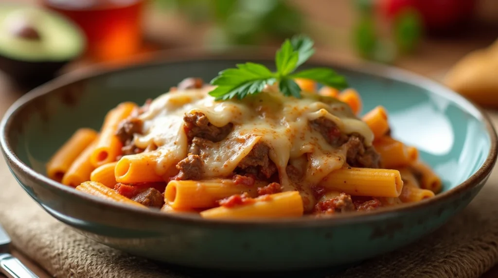 Philly Cheesesteak Pasta with creamy sauce and tender beef
